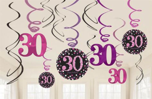 Picture of 30TH PINK CELEBRATION SWIRL DECORATIONS